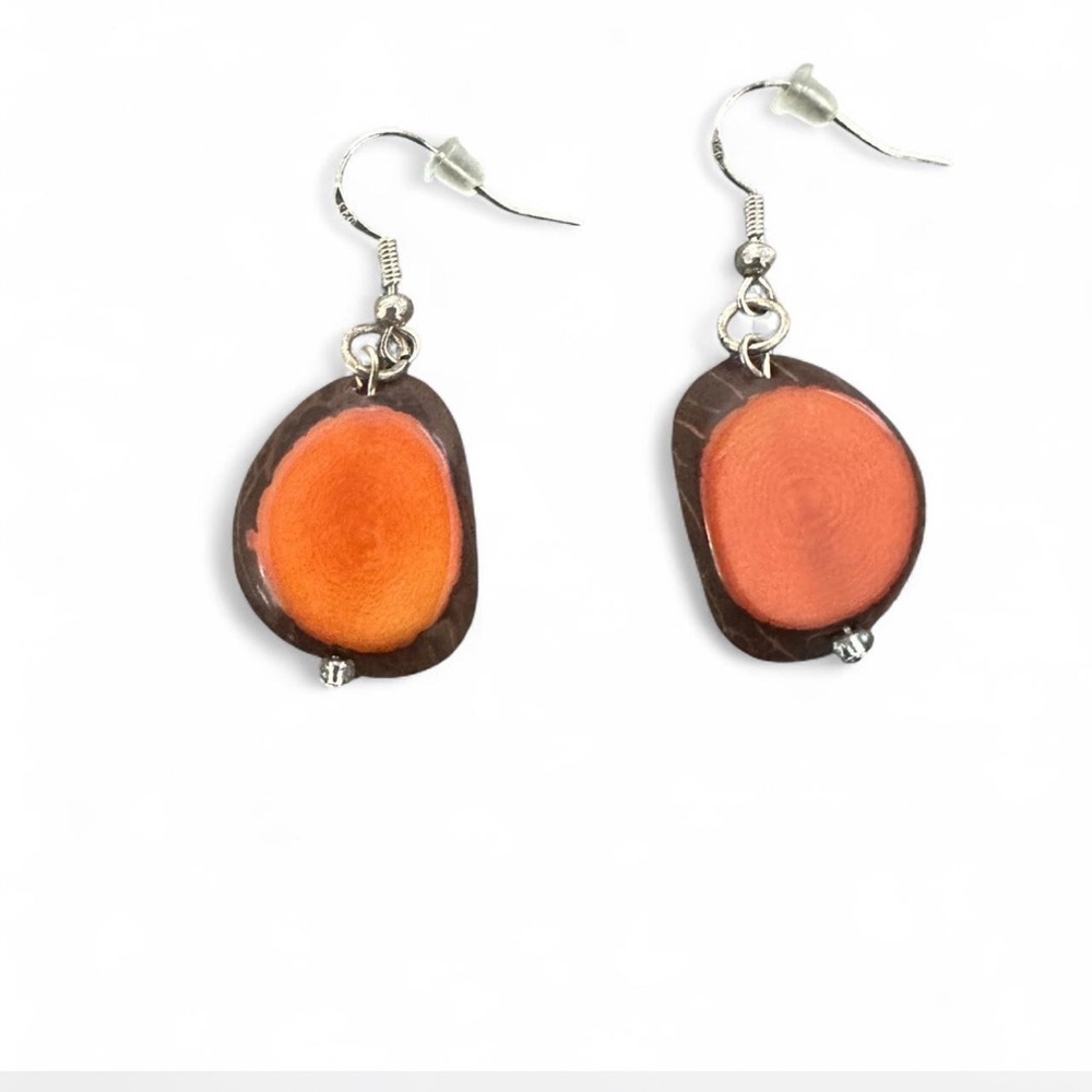 Orange and Brown‎ Dangle Earrings